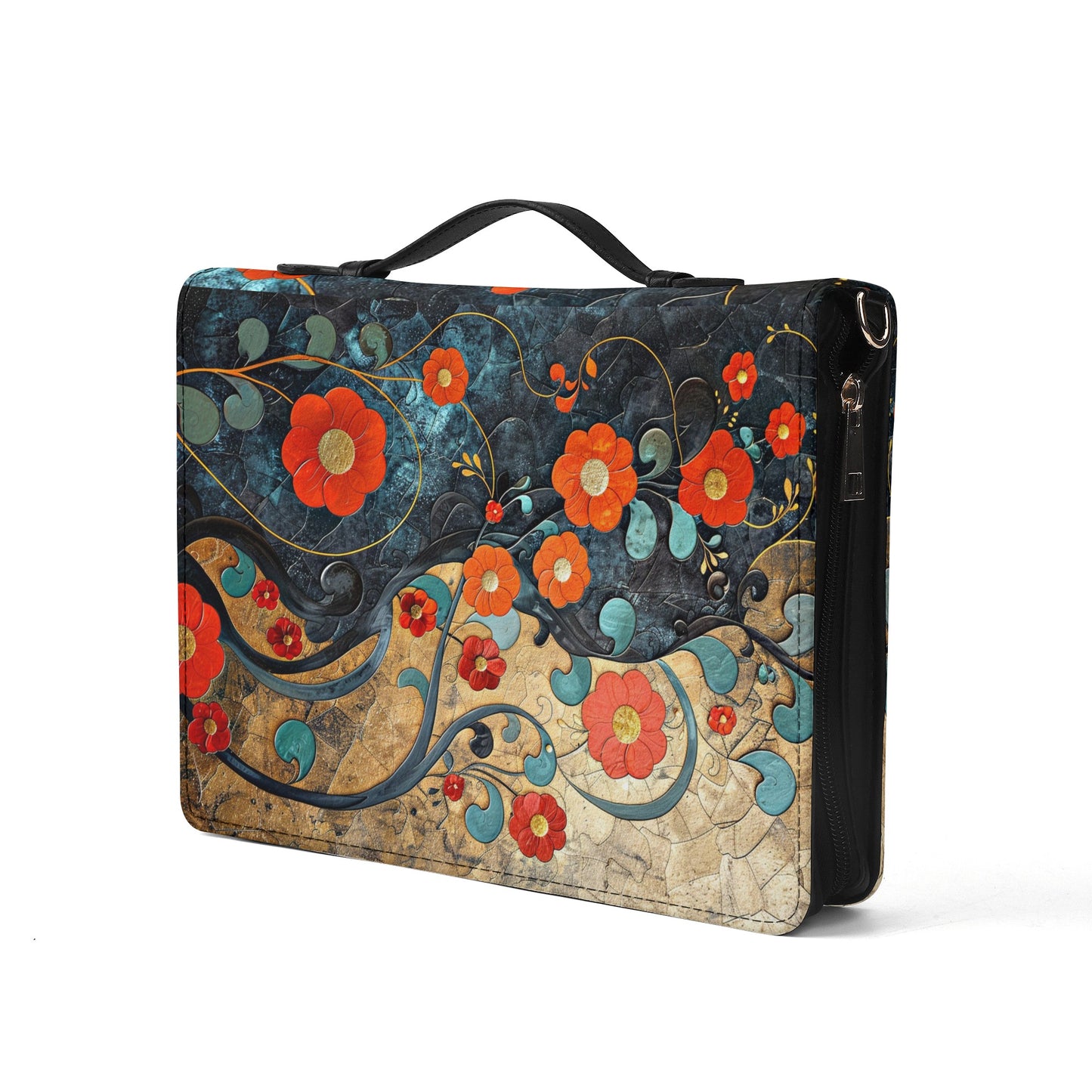 Poppies / Books briefcase with internal pockets