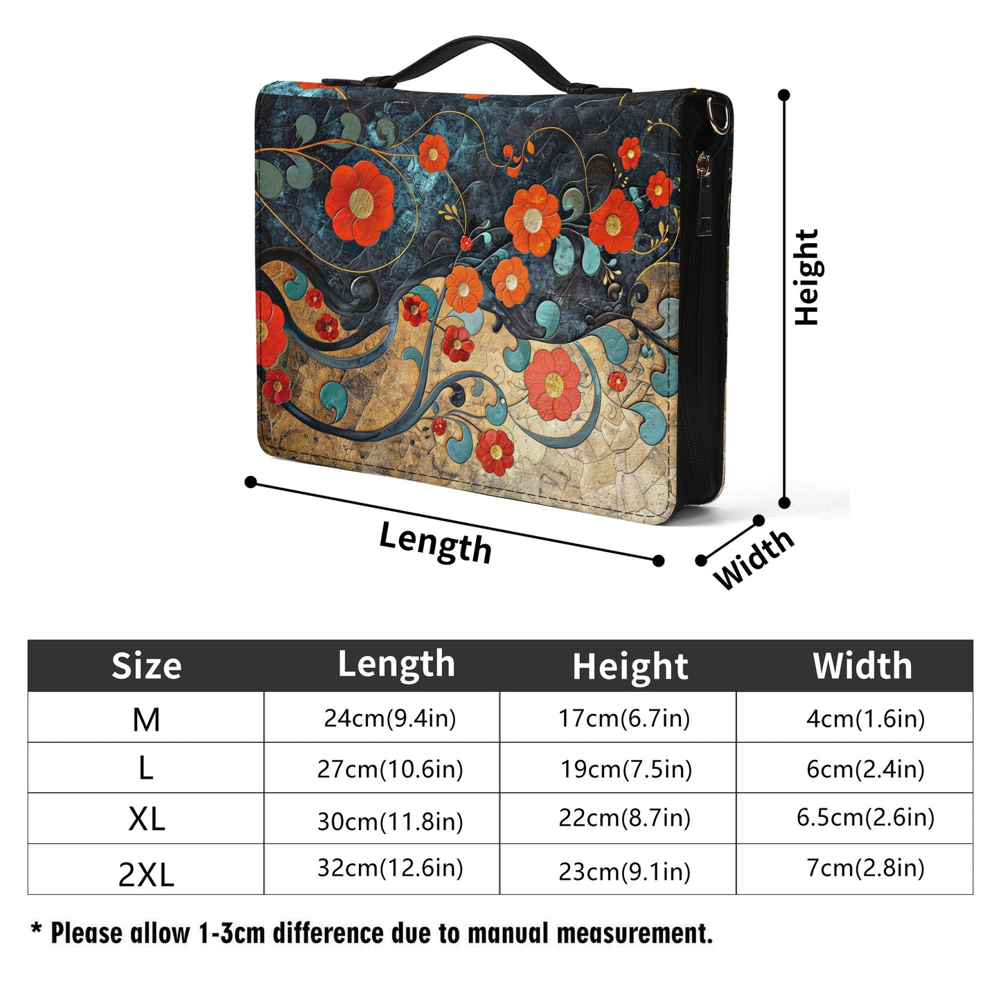 Poppies / Books briefcase with internal pockets