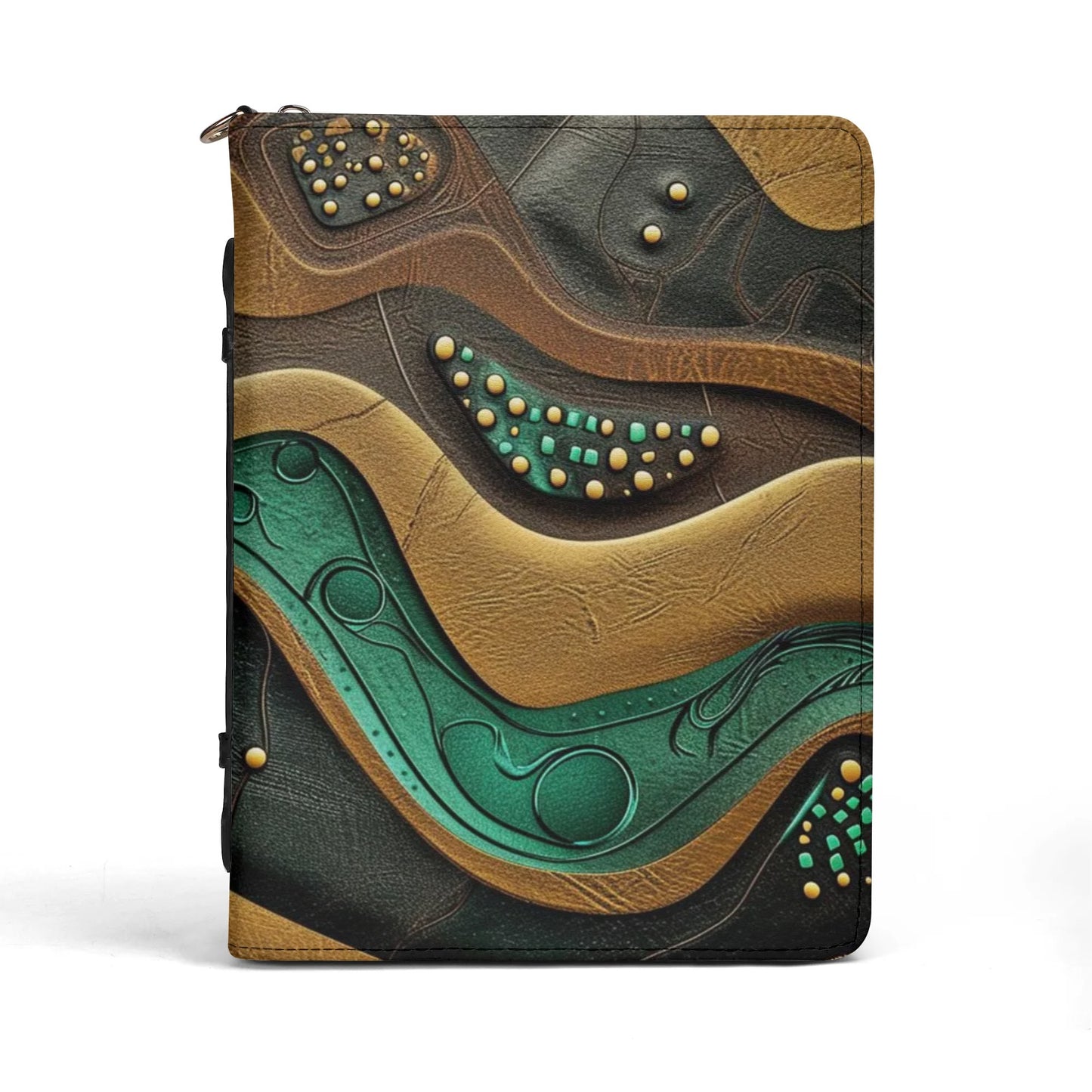 Gold Green Waves / Books briefcase with internal pockets