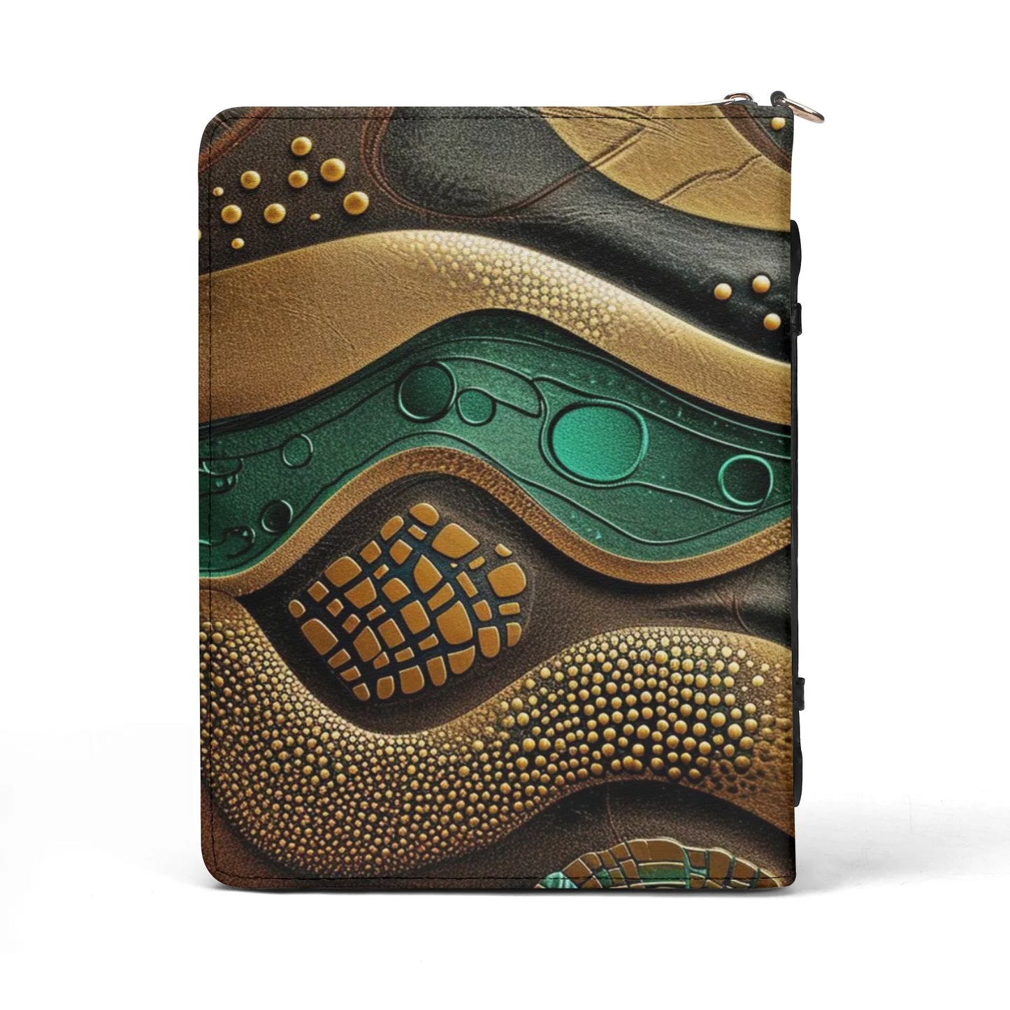 Gold Green Waves / Books briefcase with internal pockets