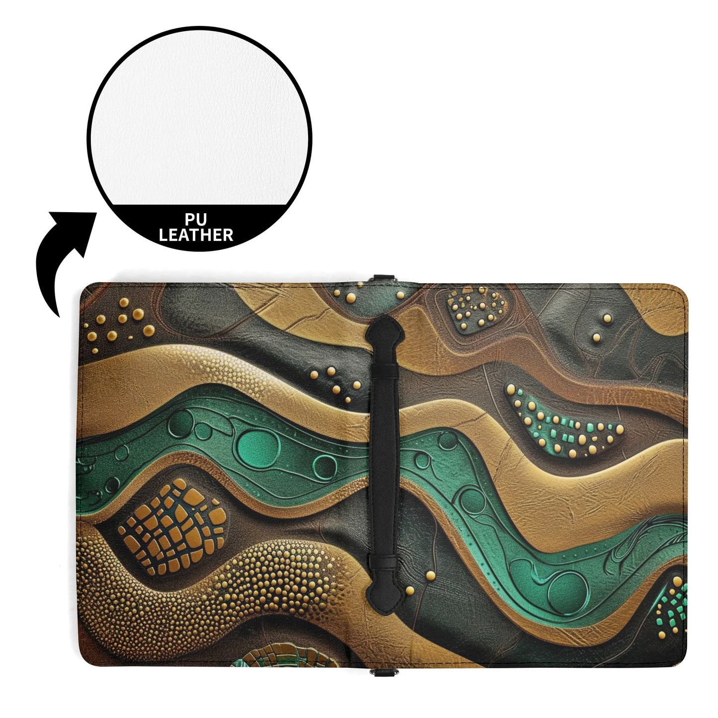 Gold Green Waves / Books briefcase with internal pockets
