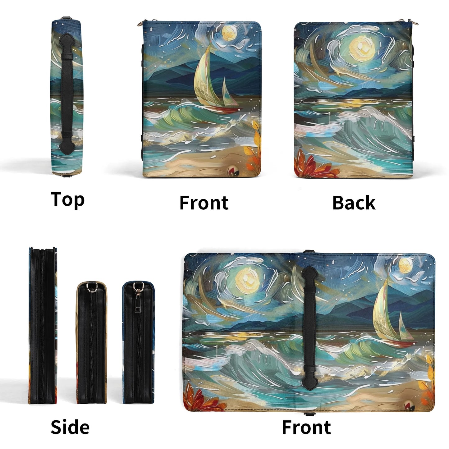 Waves / Books briefcase with internal pockets