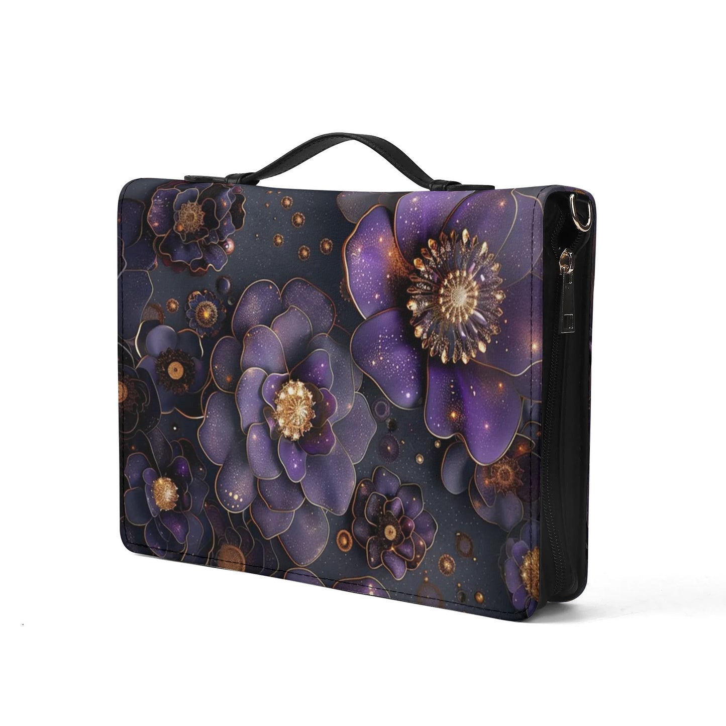 Purple Roses / Books briefcase with internal pockets