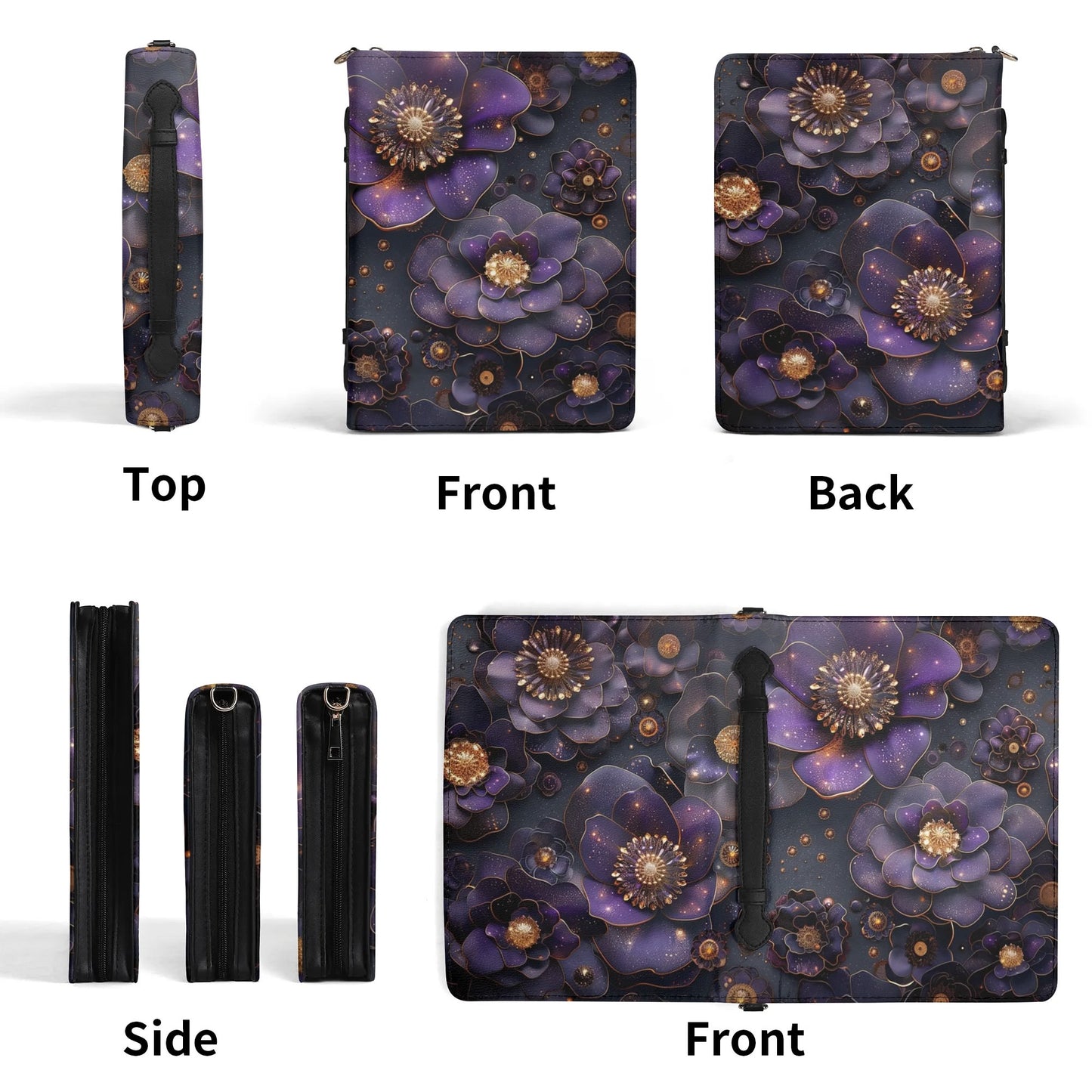 Purple Roses / Books briefcase with internal pockets