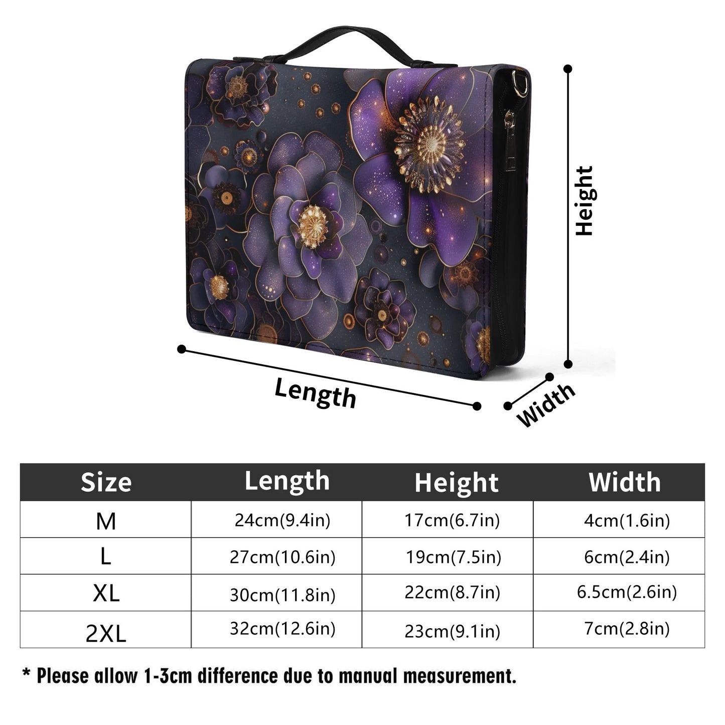 Purple Roses / Books briefcase with internal pockets