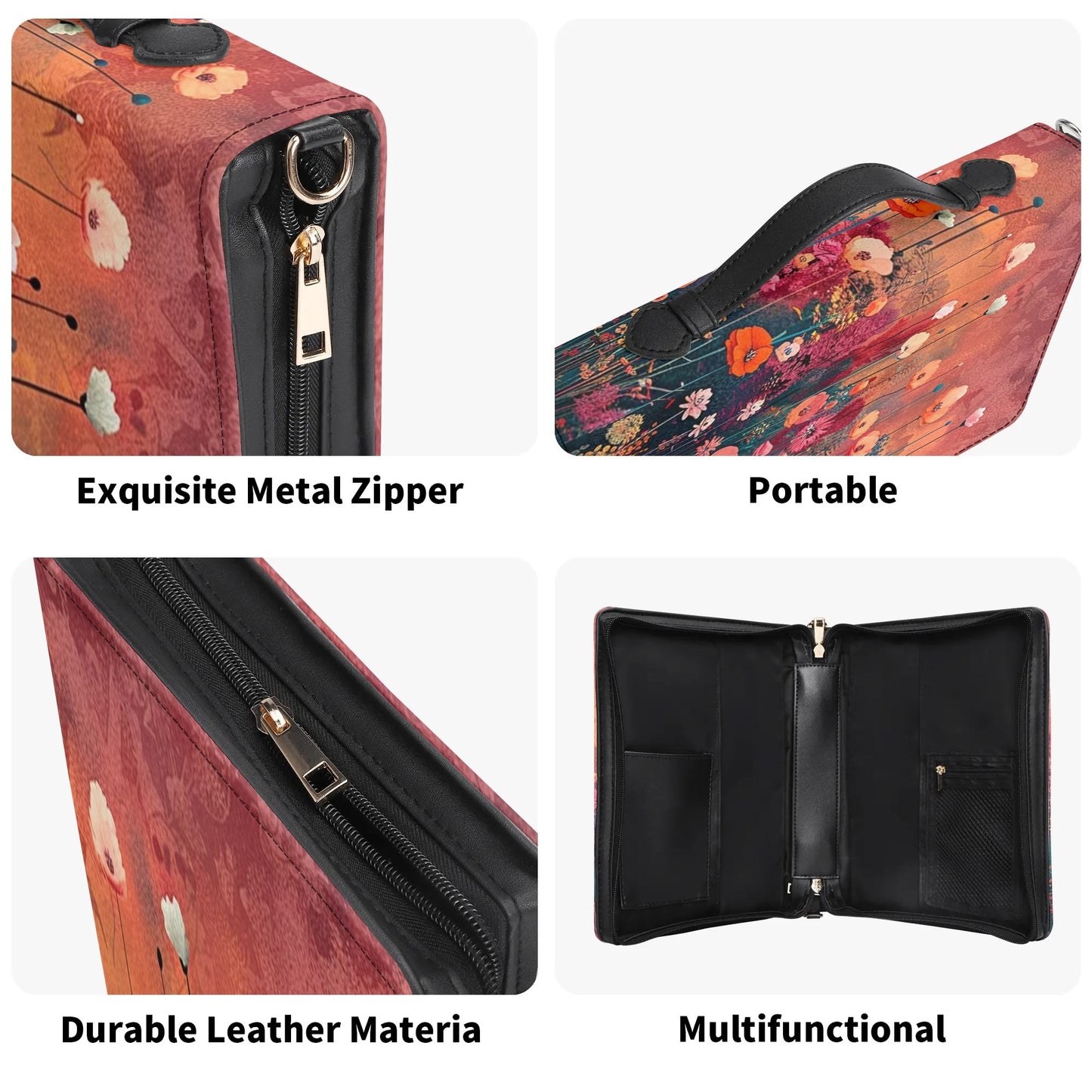 Flowers / Books briefcase with internal pockets