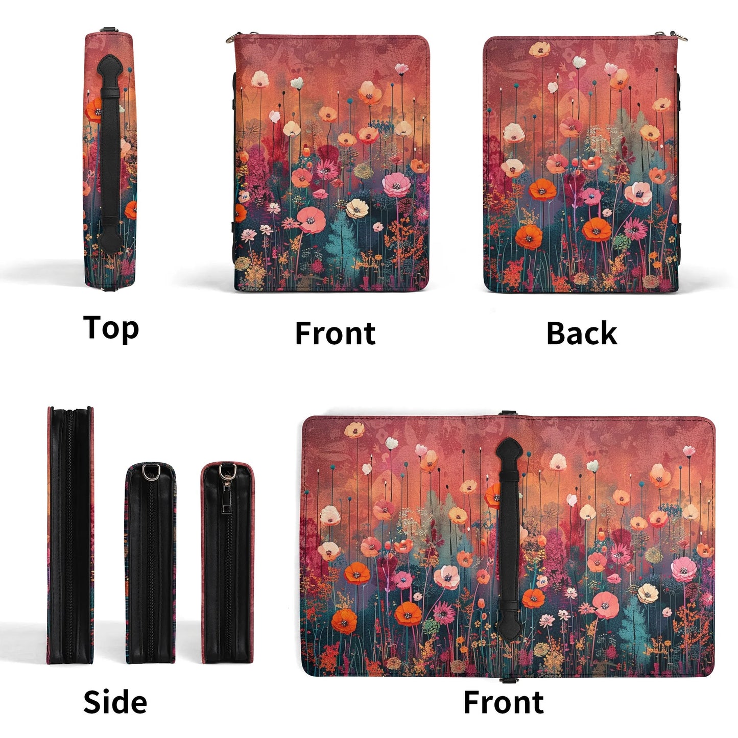 Flowers / Books briefcase with internal pockets