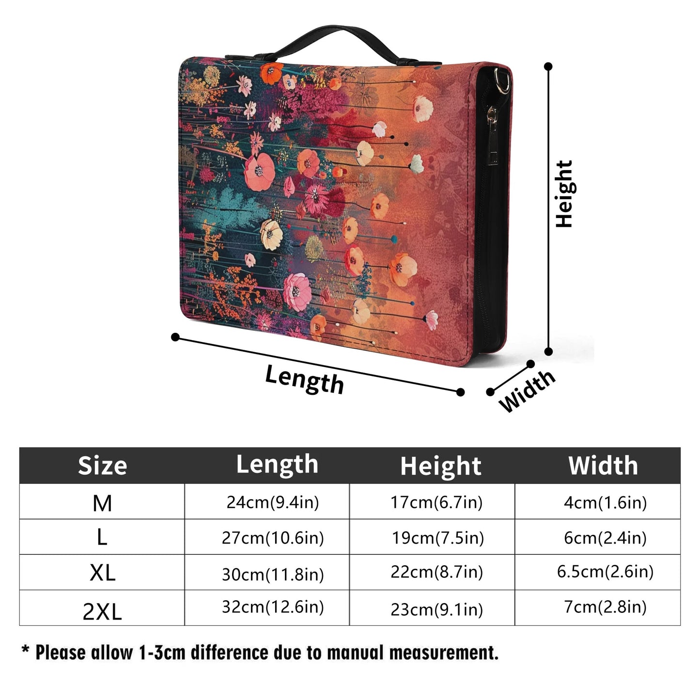 Flowers / Books briefcase with internal pockets