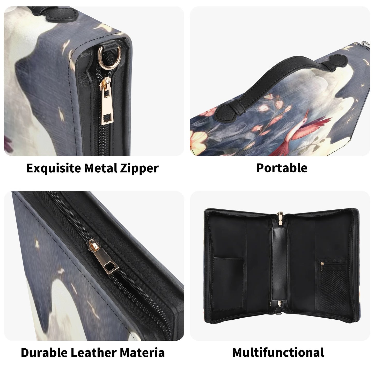 Birds / Books briefcase with internal pockets
