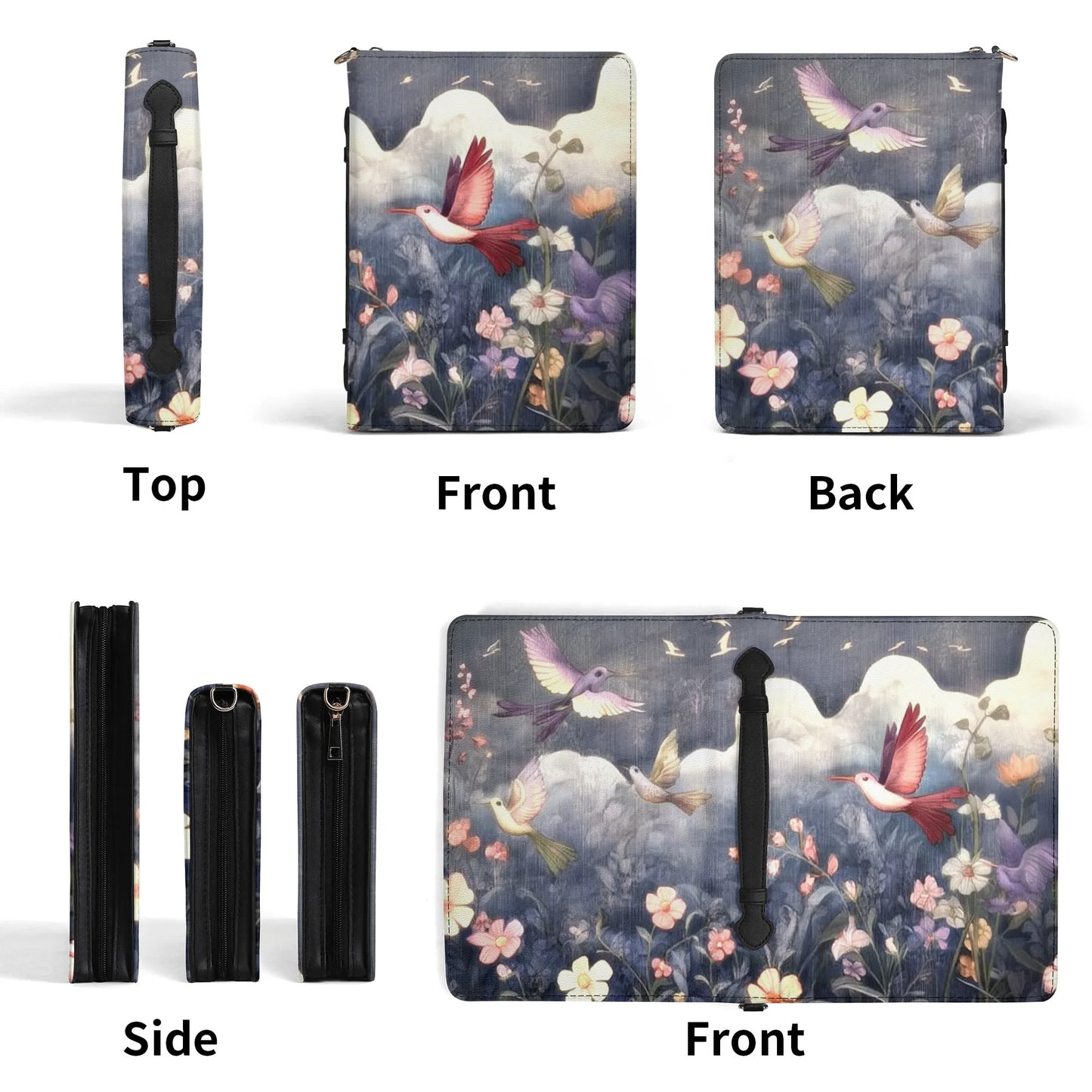 Birds / Books briefcase with internal pockets