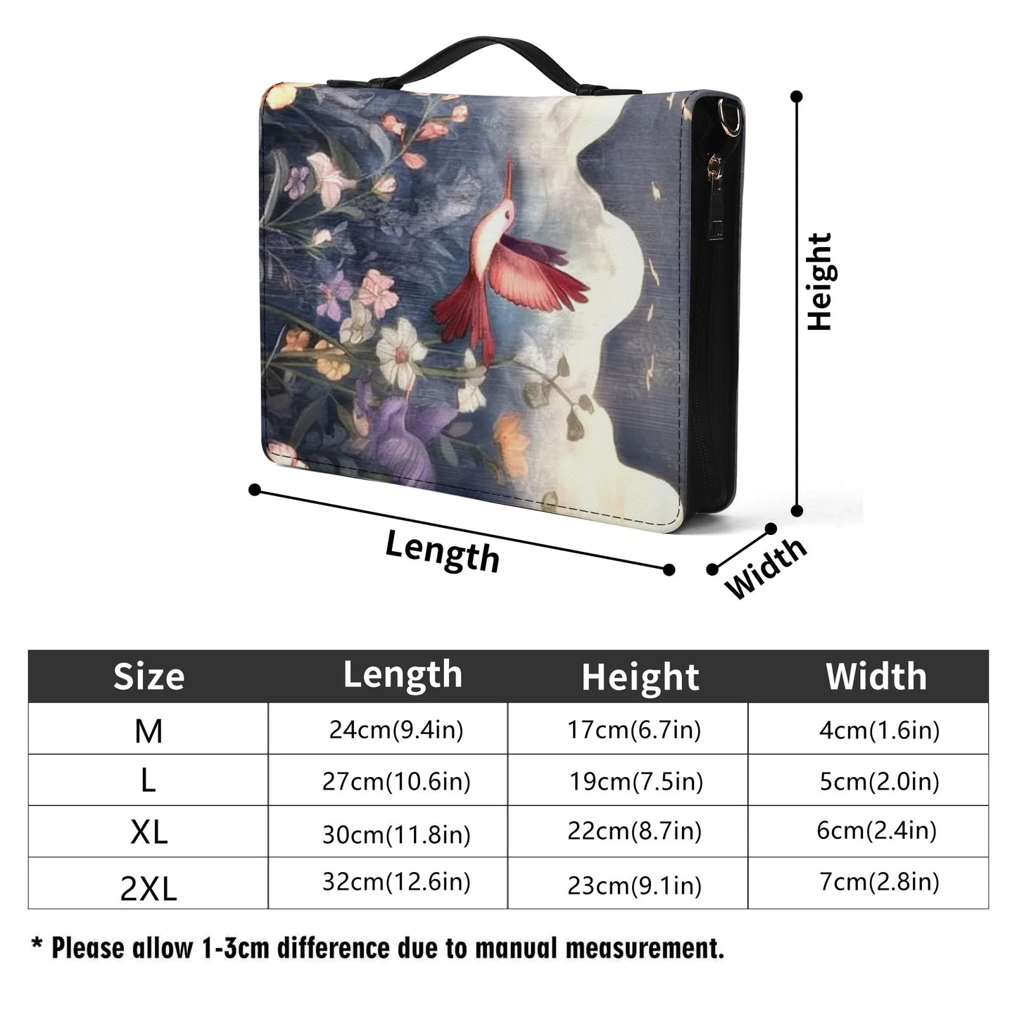 Birds / Books briefcase with internal pockets