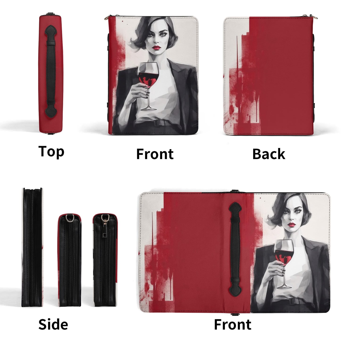 Red Wine / Books briefcase with internal pockets