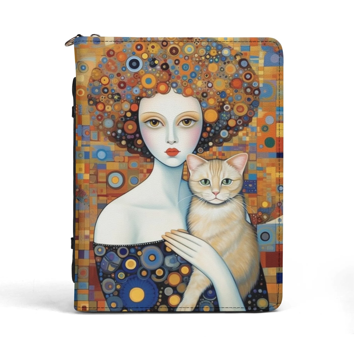 Dame with Cat / Books briefcase with internal pockets