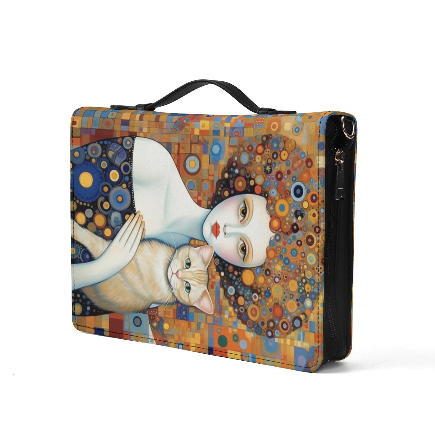 Dame with Cat / Books briefcase with internal pockets