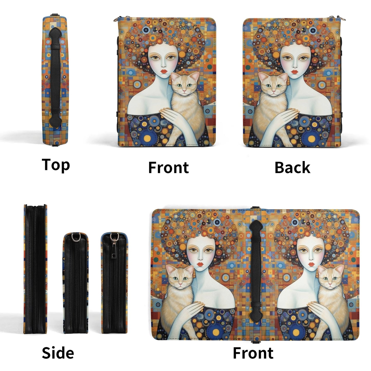 Dame with Cat / Books briefcase with internal pockets