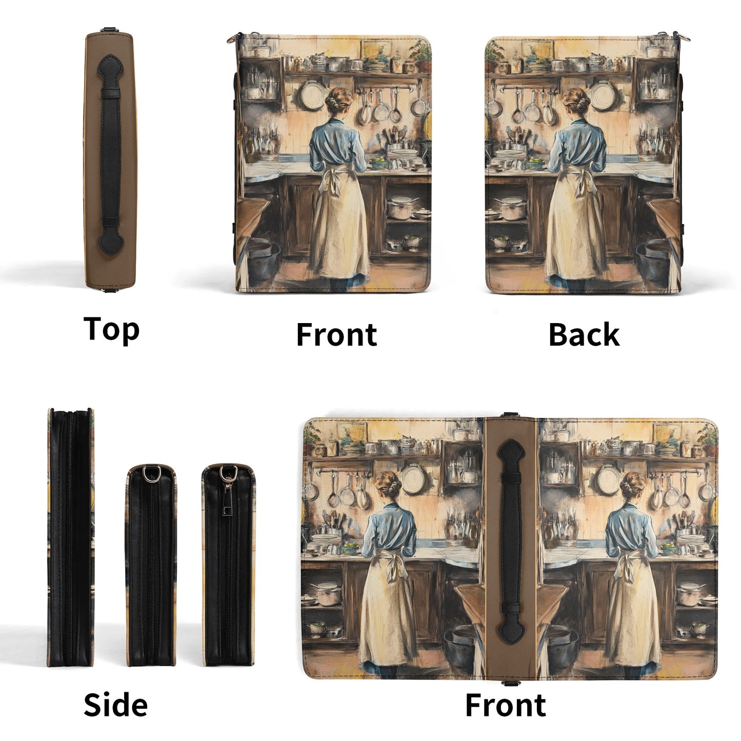 Ancient Recipes / Cook Book Briefcase with internal pockets