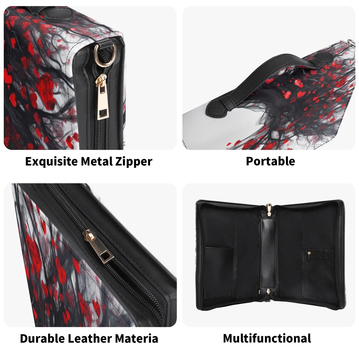 Red Hearts / Books briefcase with internal pockets