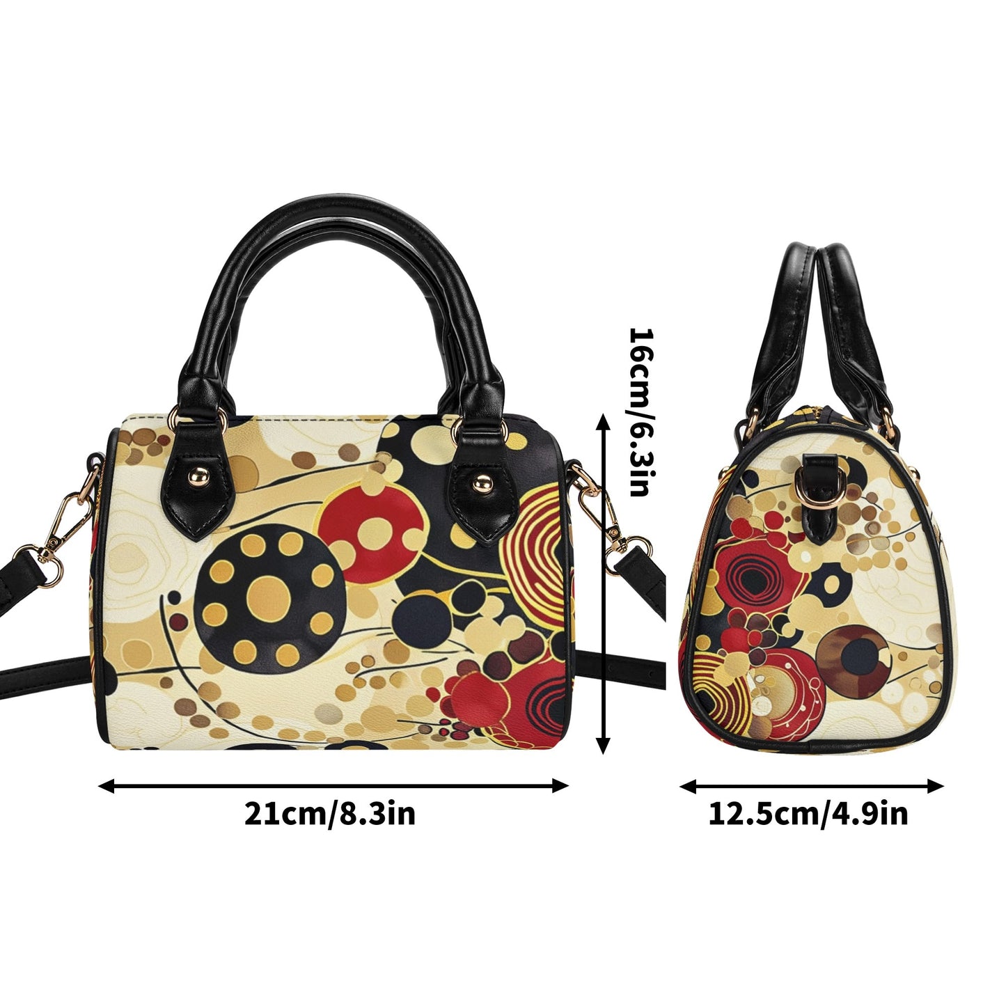 Ocher / Mini Boston Bag (Beige/Black)