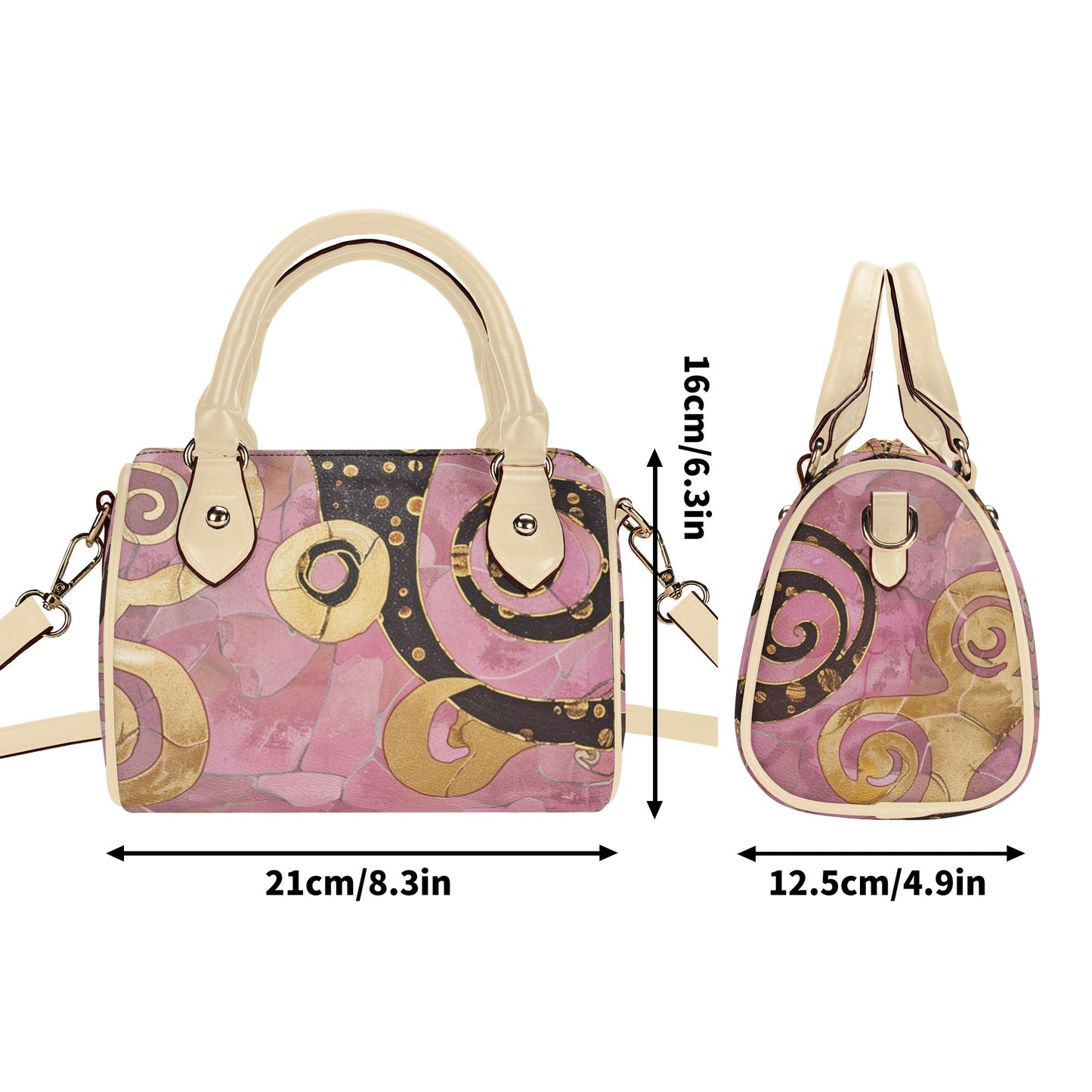 Gold Rose / Mini Boston Bag (Beige/Black)