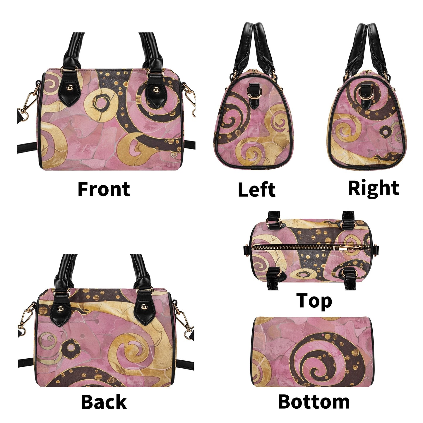 Gold Rose / Mini Boston Bag (Beige/Black)