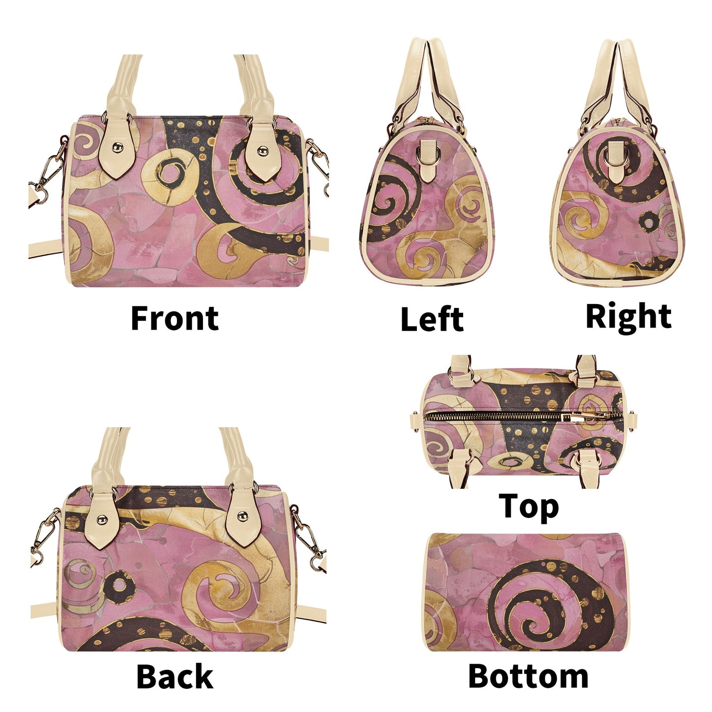Gold Rose / Mini Boston Bag (Beige/Black)