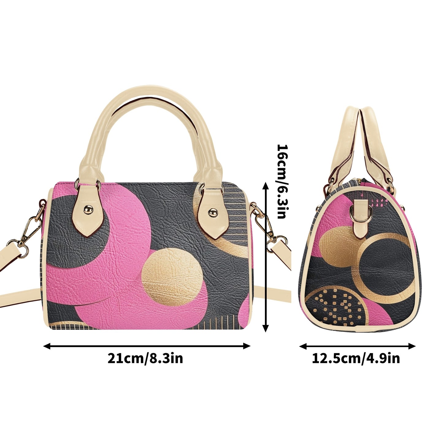 Rose / Mini Boston Bag (Beige/Black)