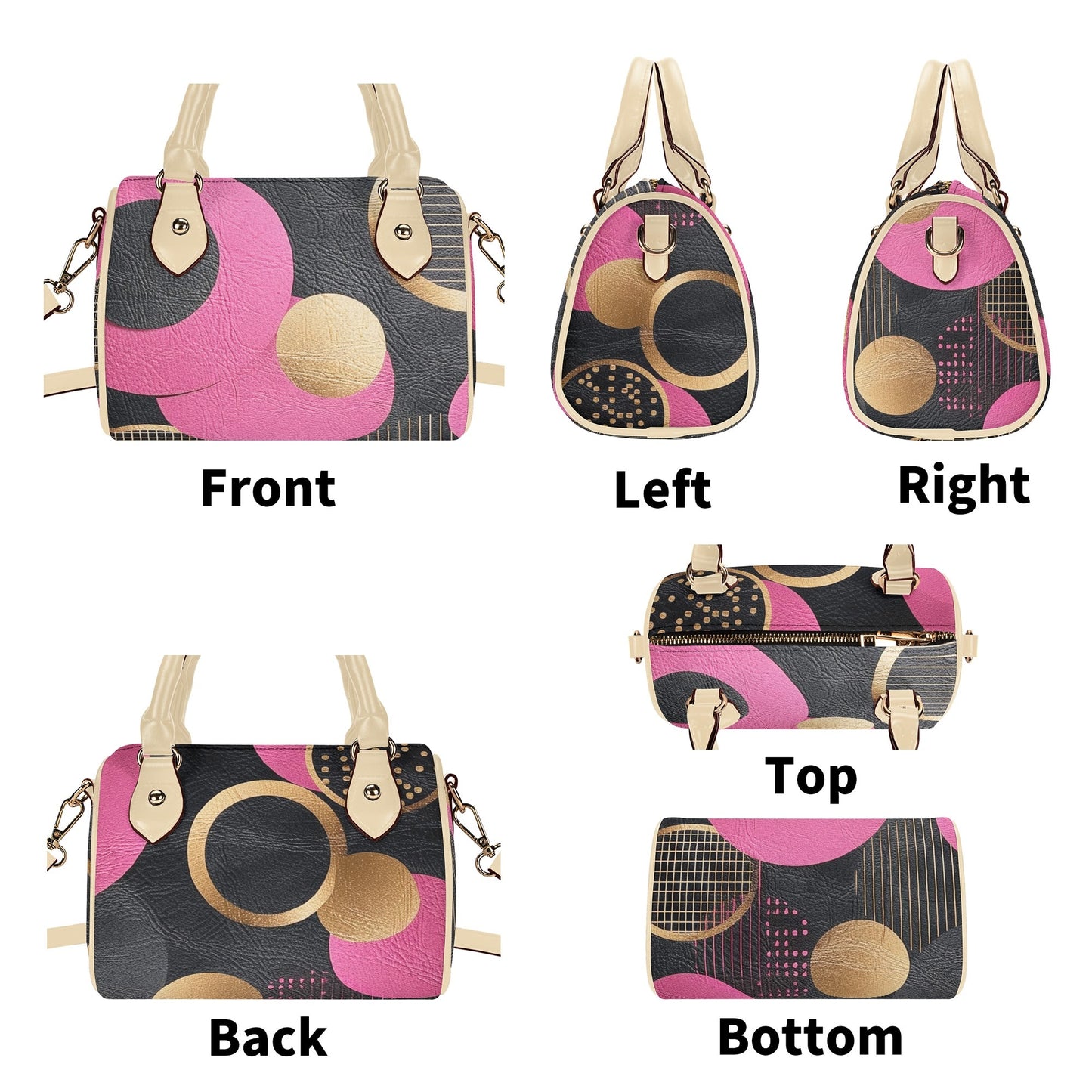 Rose / Mini Boston Bag (Beige/Black)