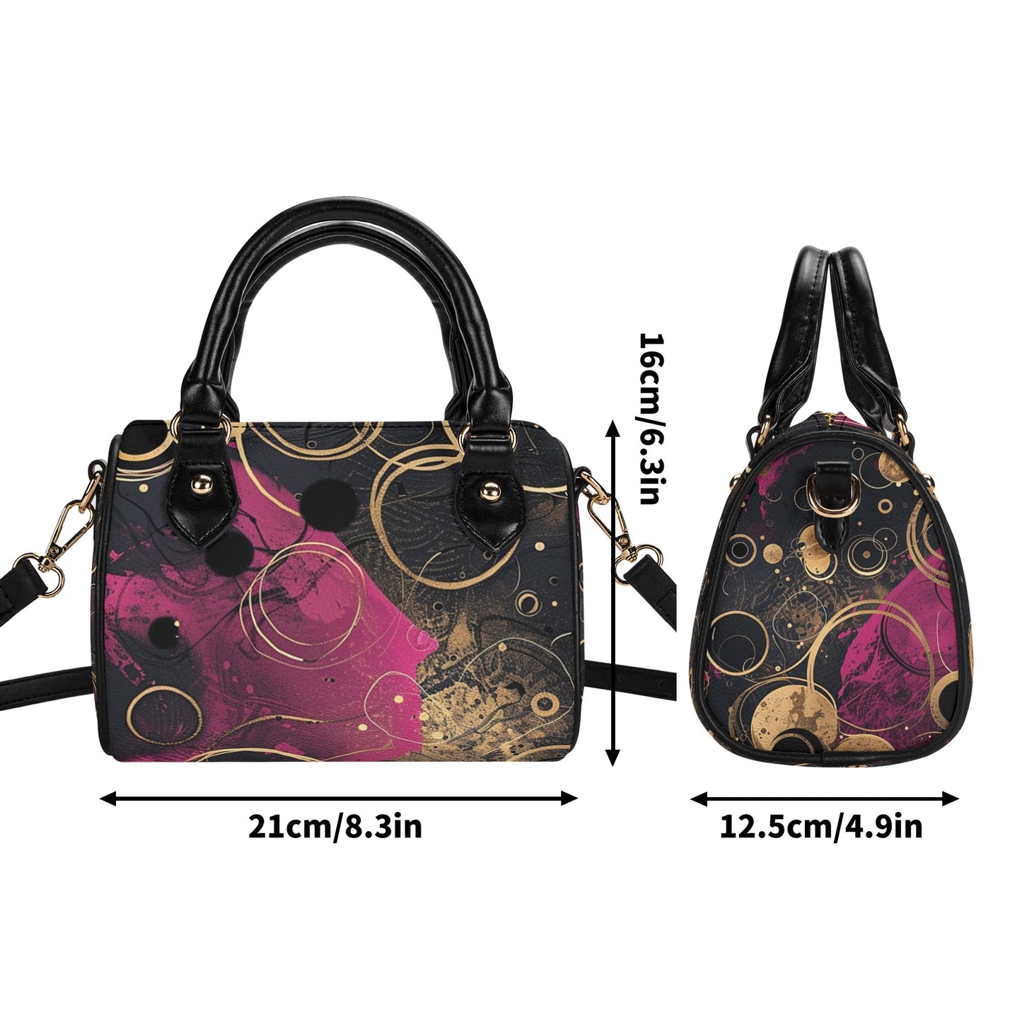 Fuchsia / Mini Boston Bag (Beige/Black)