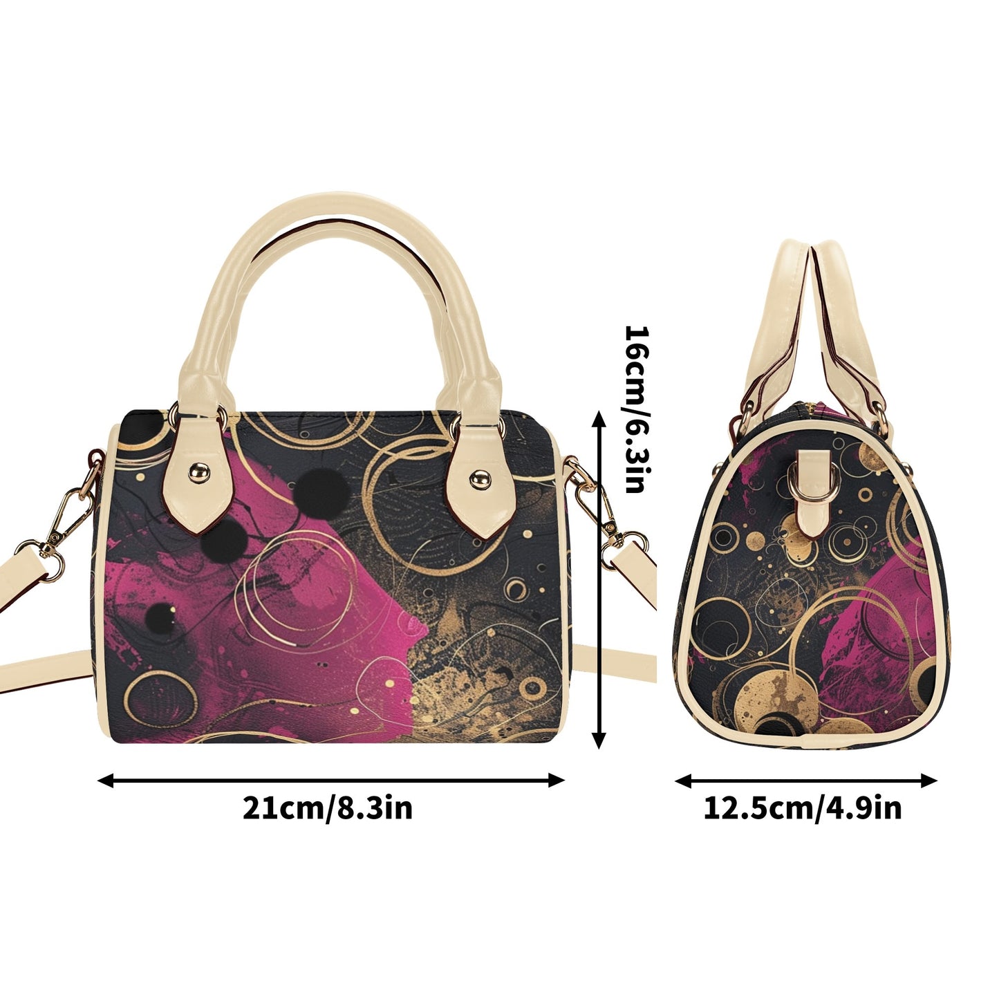 Fuchsia / Mini Boston Bag (Beige/Black)