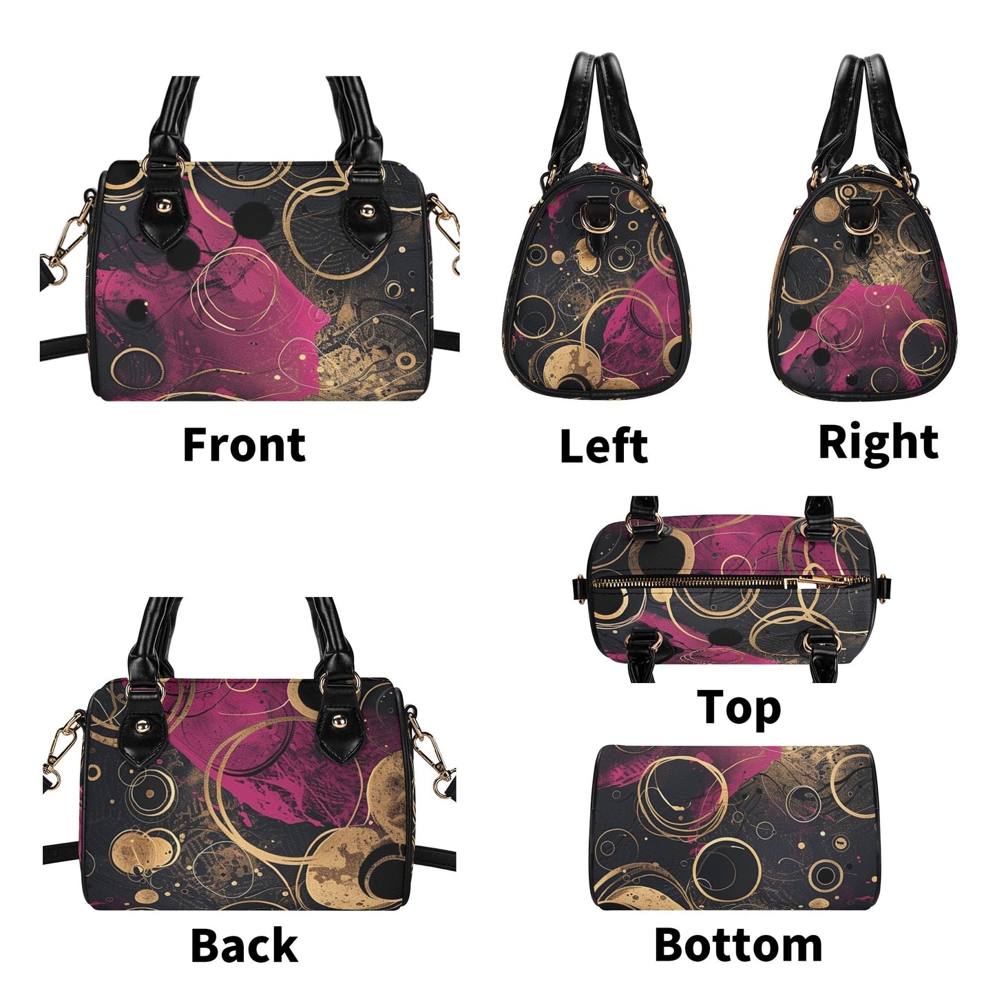 Fuchsia / Mini Boston Bag (Beige/Black)