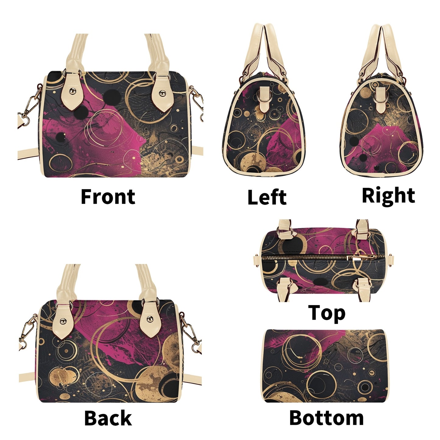 Fuchsia / Mini Boston Bag (Beige/Black)