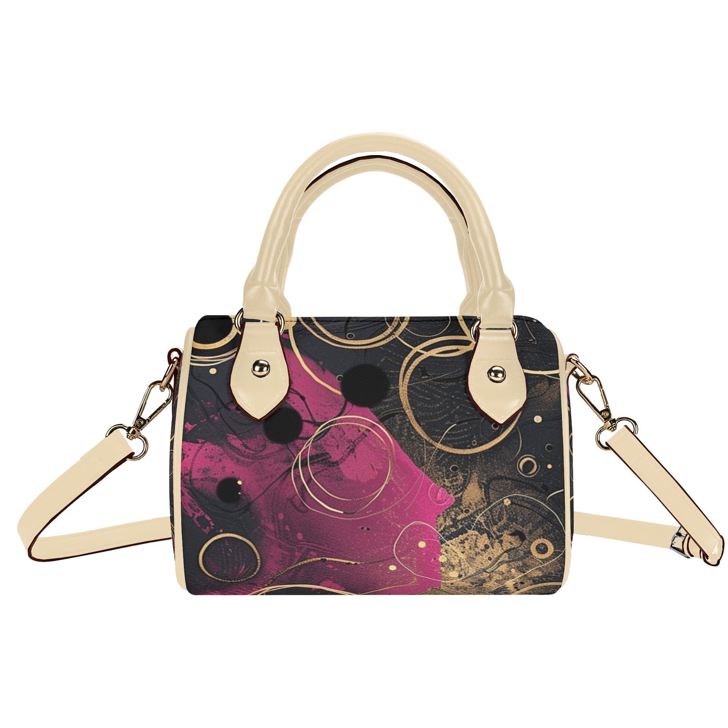 Fuchsia / Mini Boston Bag (Beige/Black)