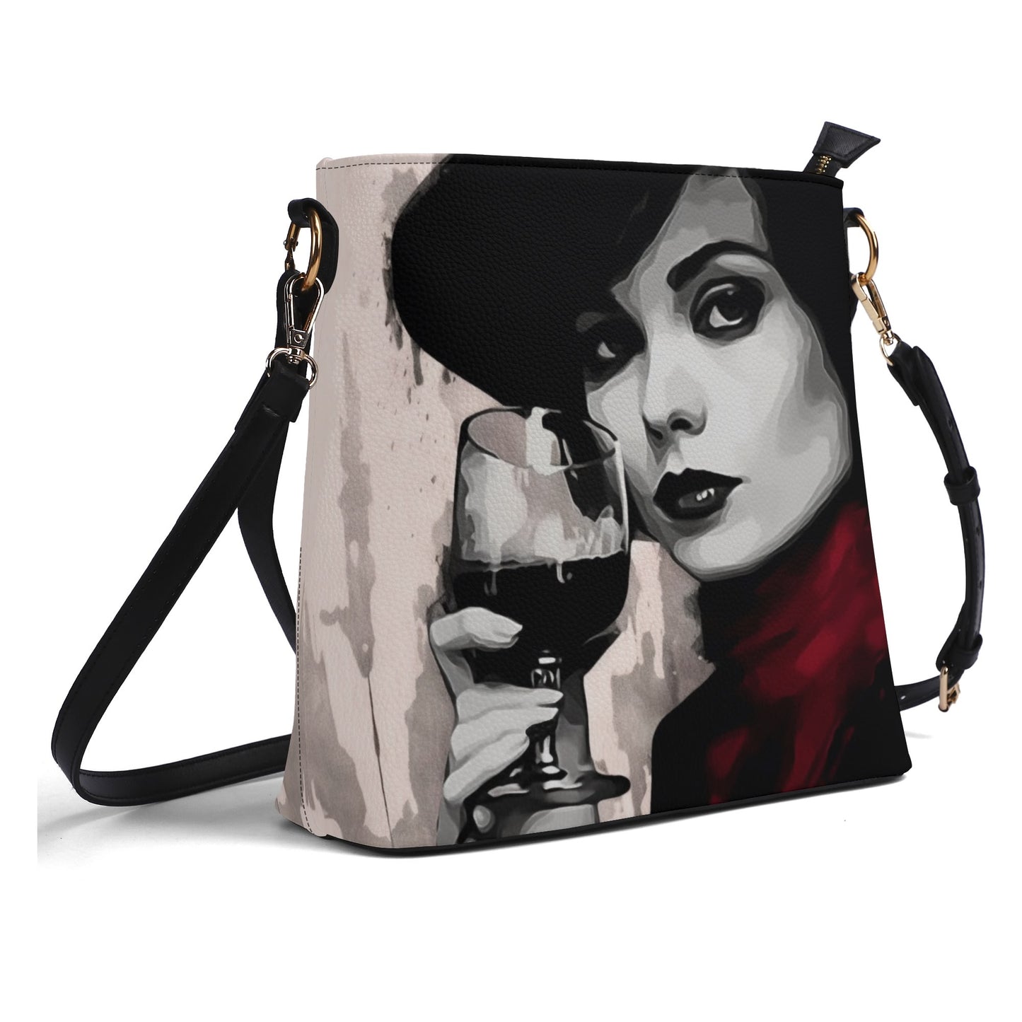 Glass of Wine / Bucket Shoulder Bag