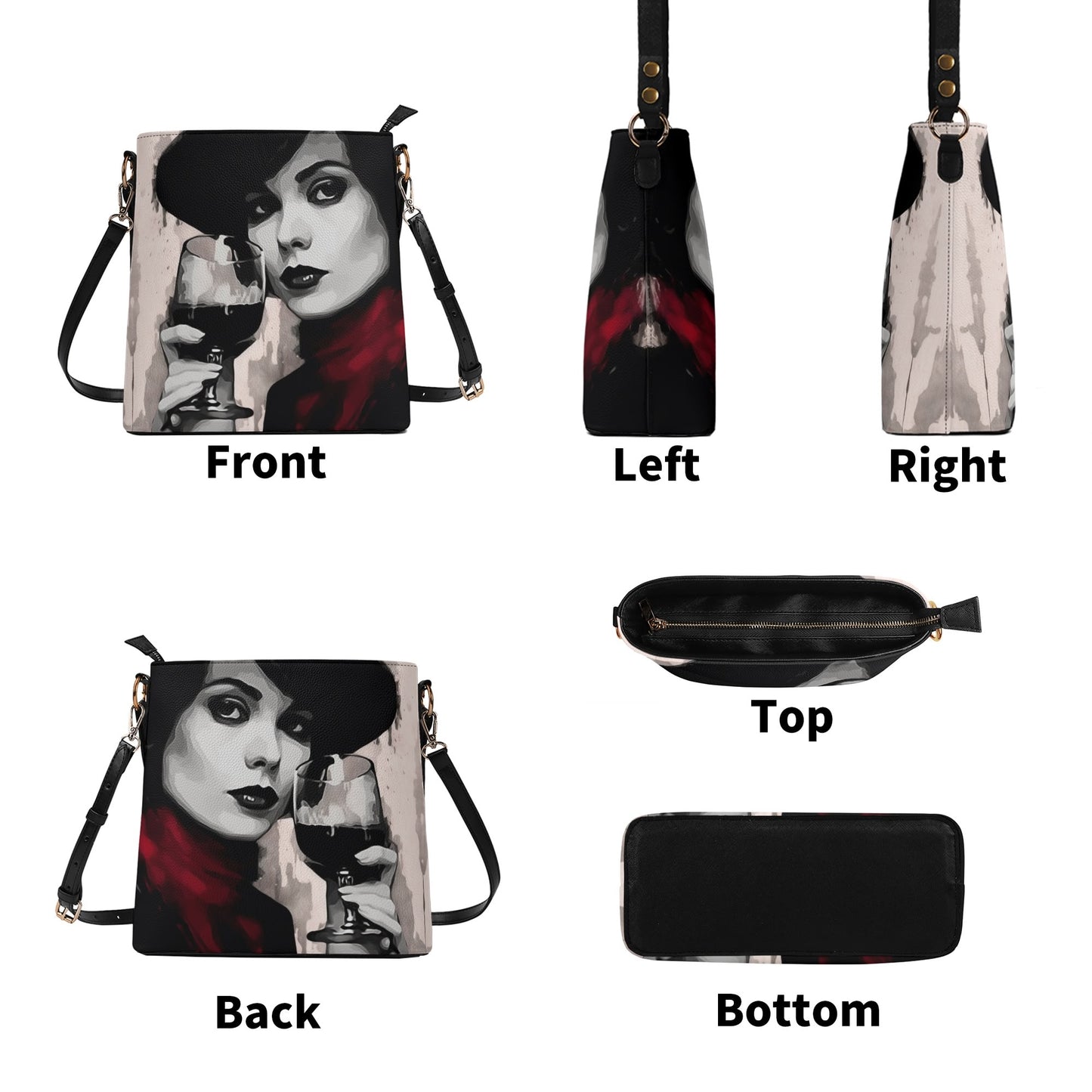 Glass of Wine / Bucket Shoulder Bag