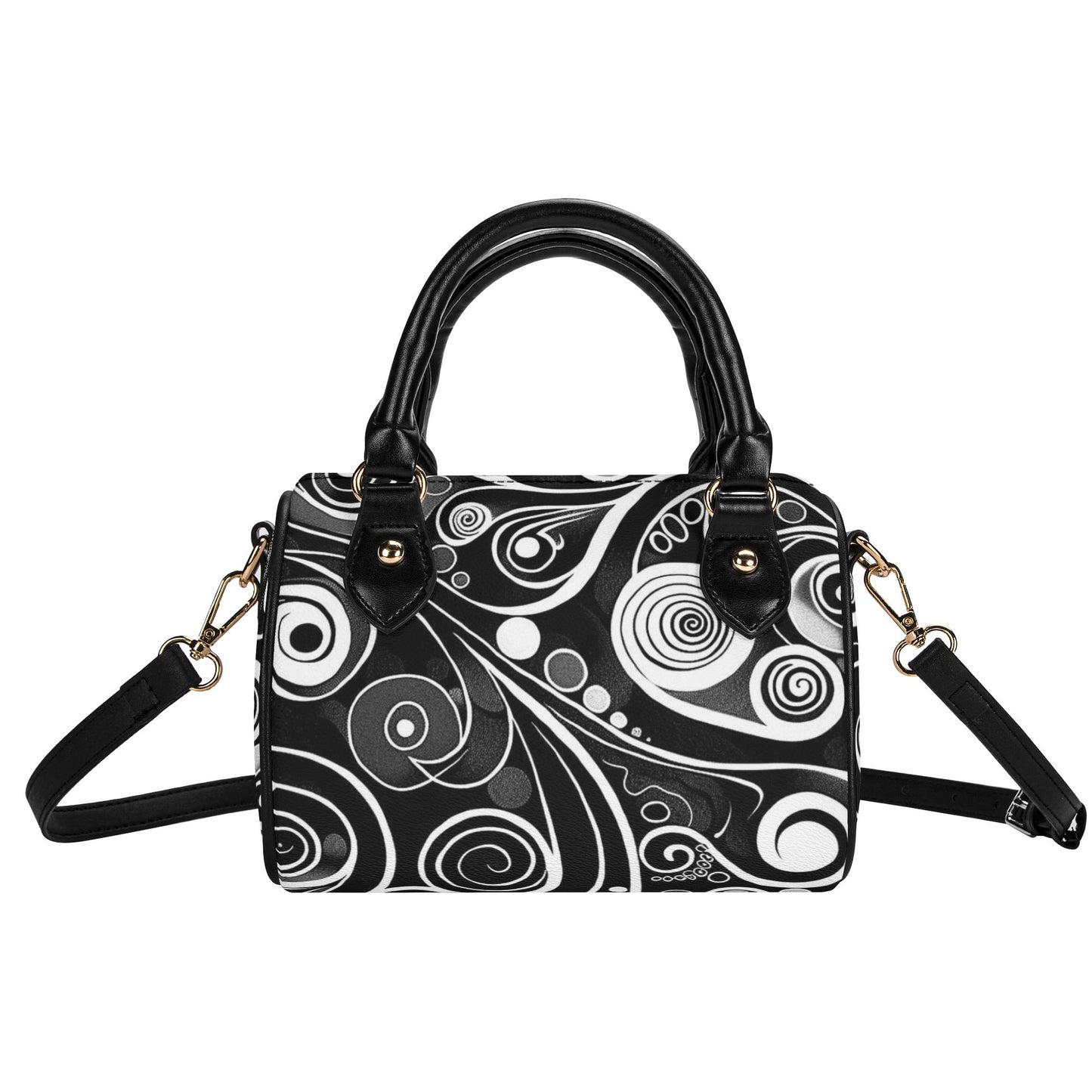 White Lines / Mini Boston Bag (Black)