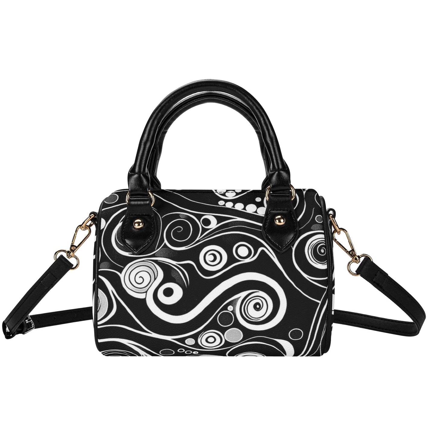 White Lines / Mini Boston Bag (Black)