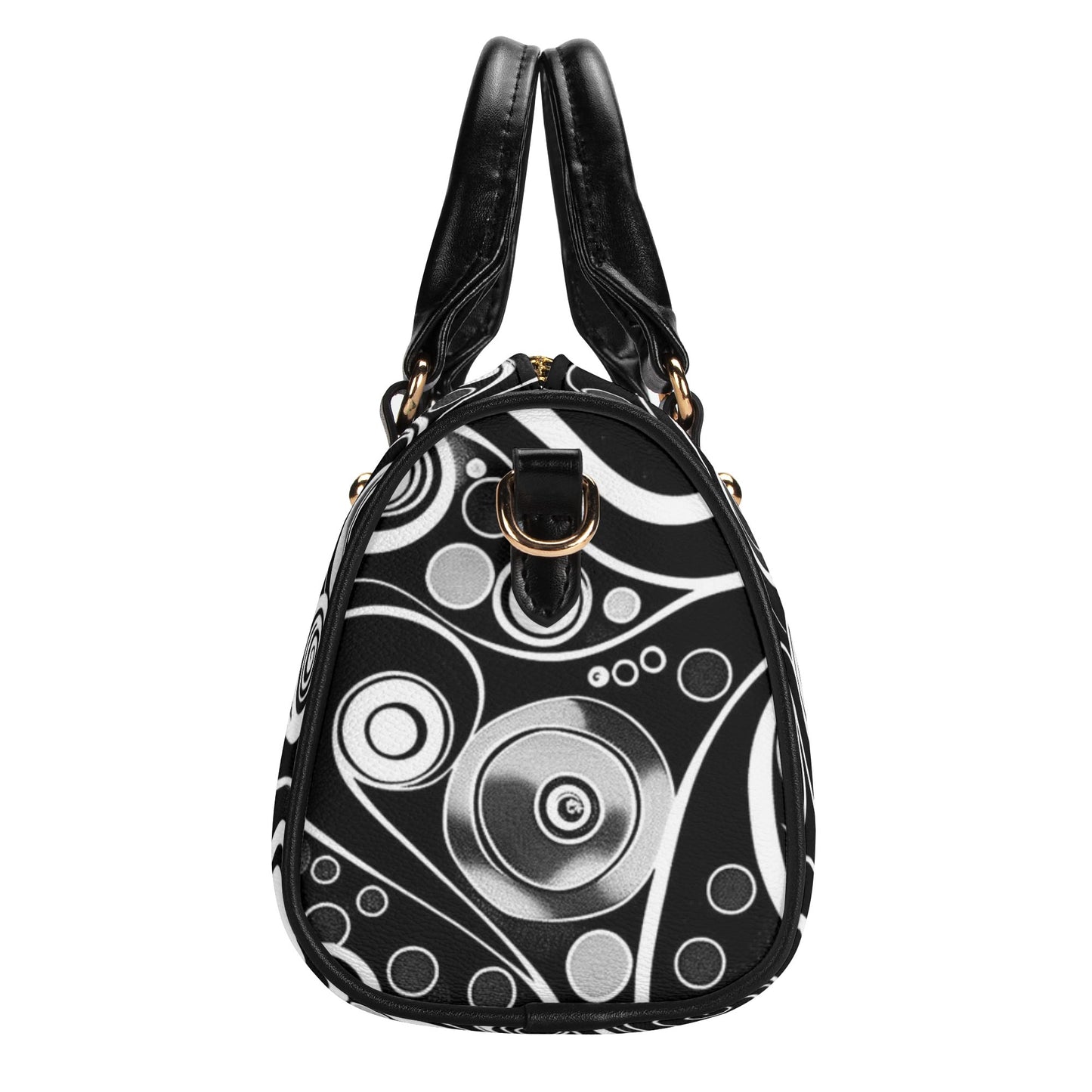 White Lines / Mini Boston Bag (Black)