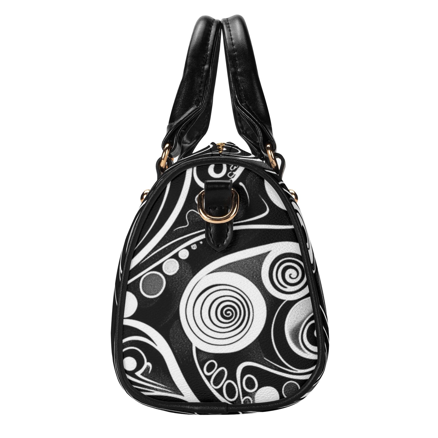 White Lines / Mini Boston Bag (Black)