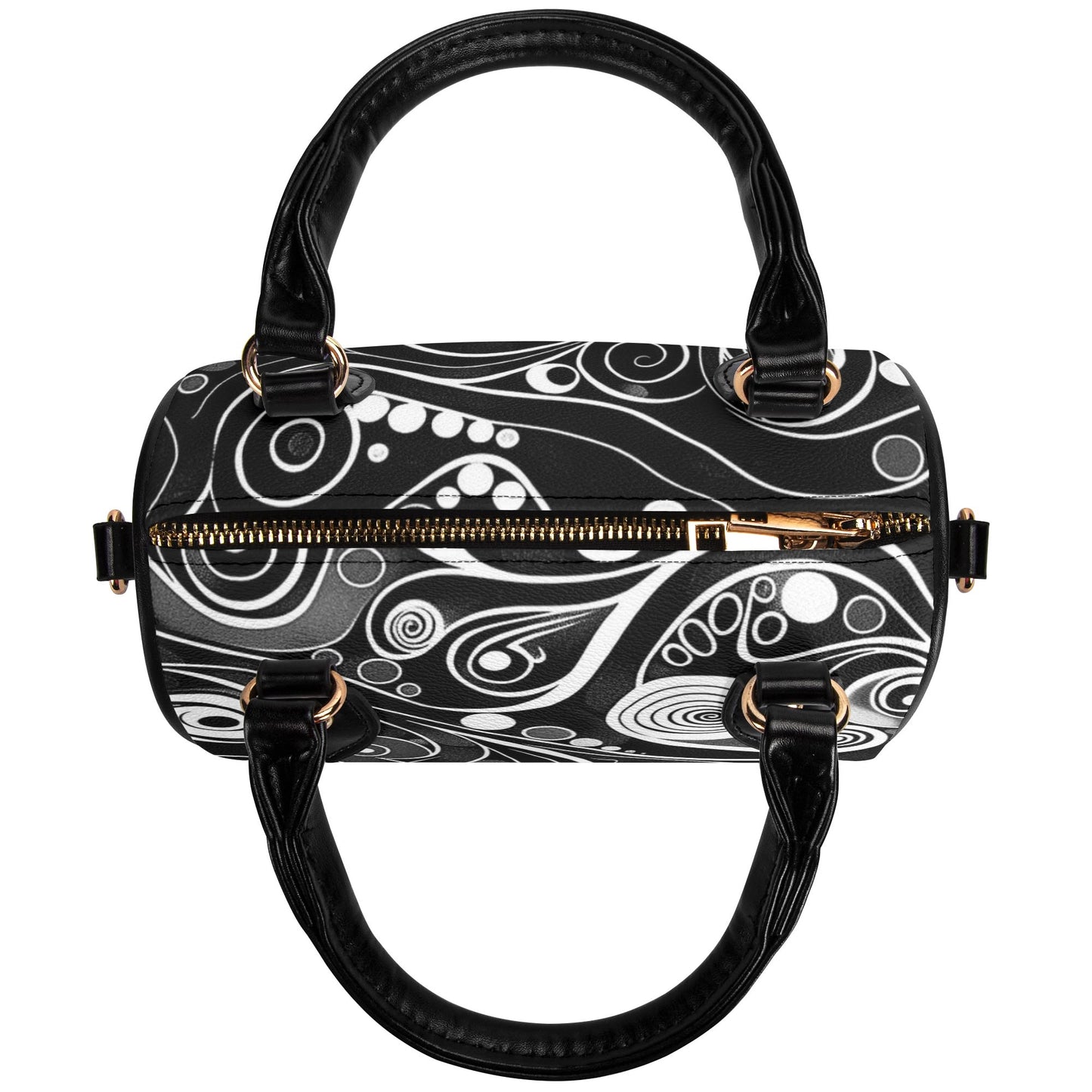 White Lines / Mini Boston Bag (Black)