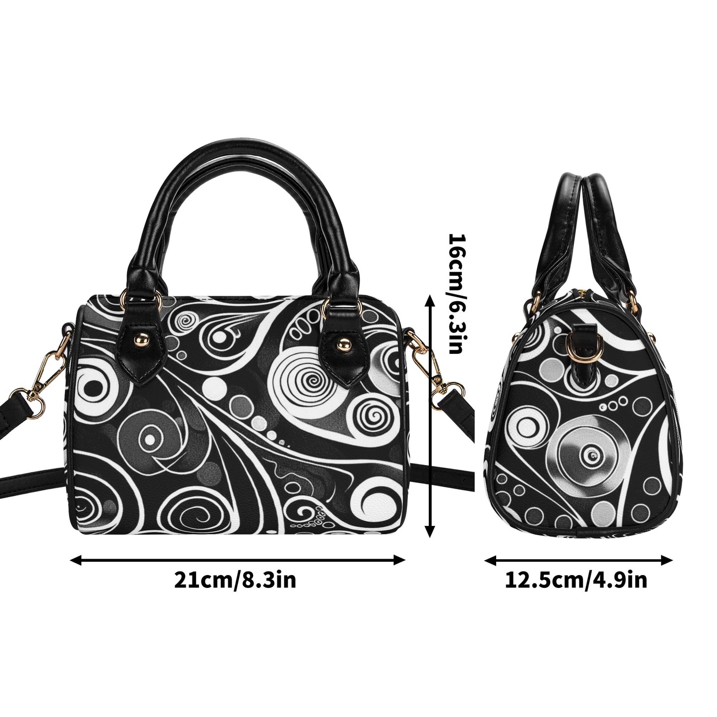White Lines / Mini Boston Bag (Black)