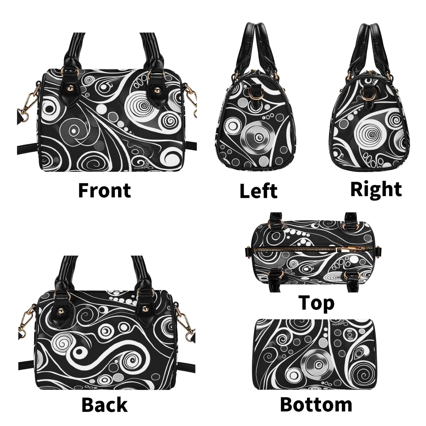 White Lines / Mini Boston Bag (Black)