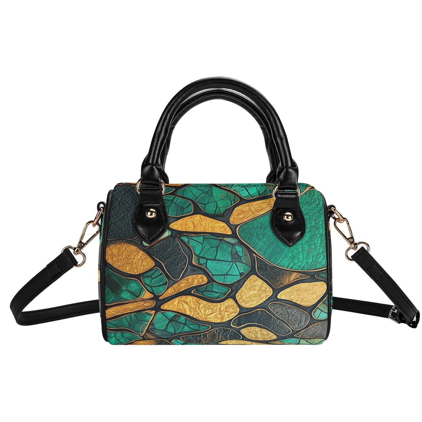Green / Mini Boston Bag (Beige /Black)