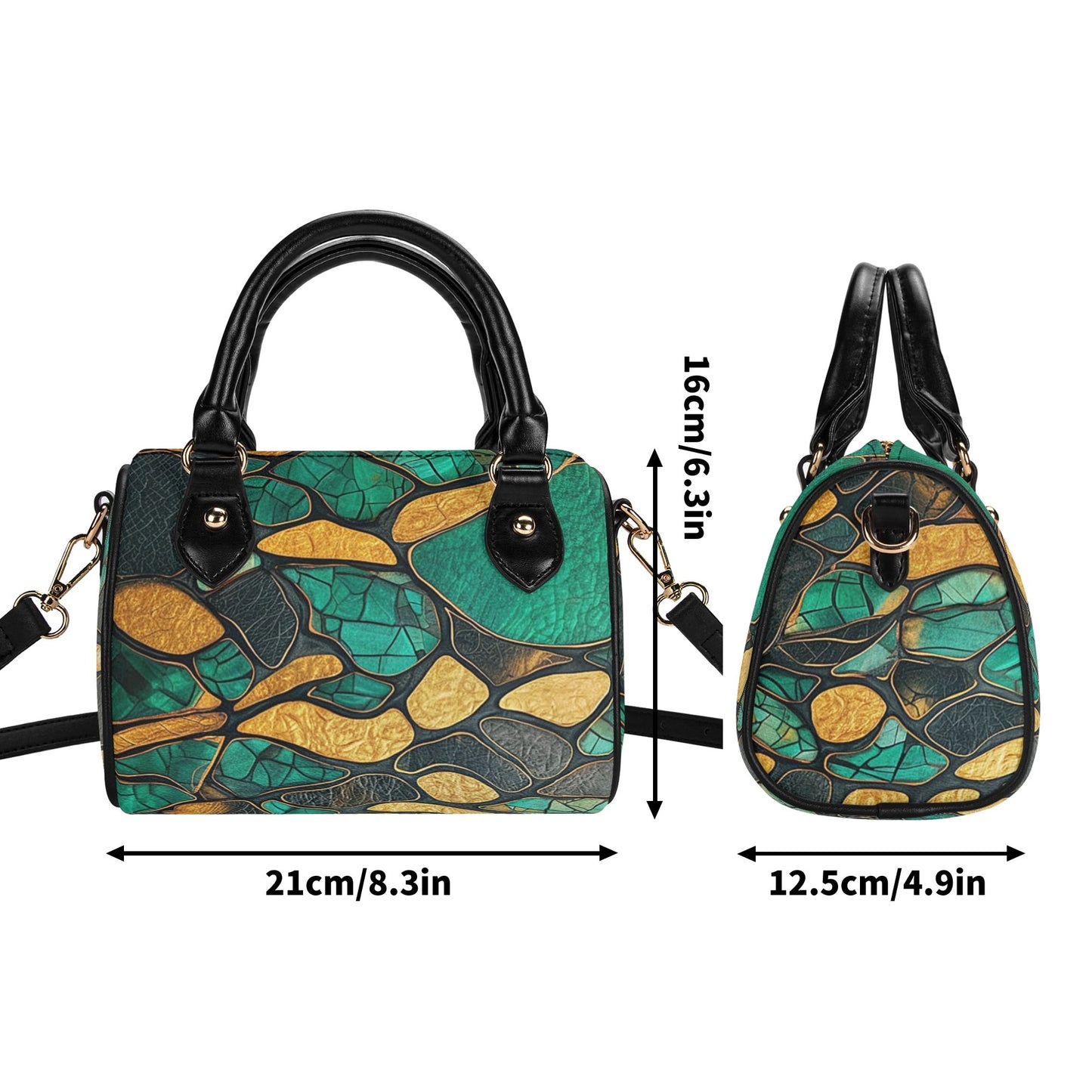 Green / Mini Boston Bag (Beige /Black)