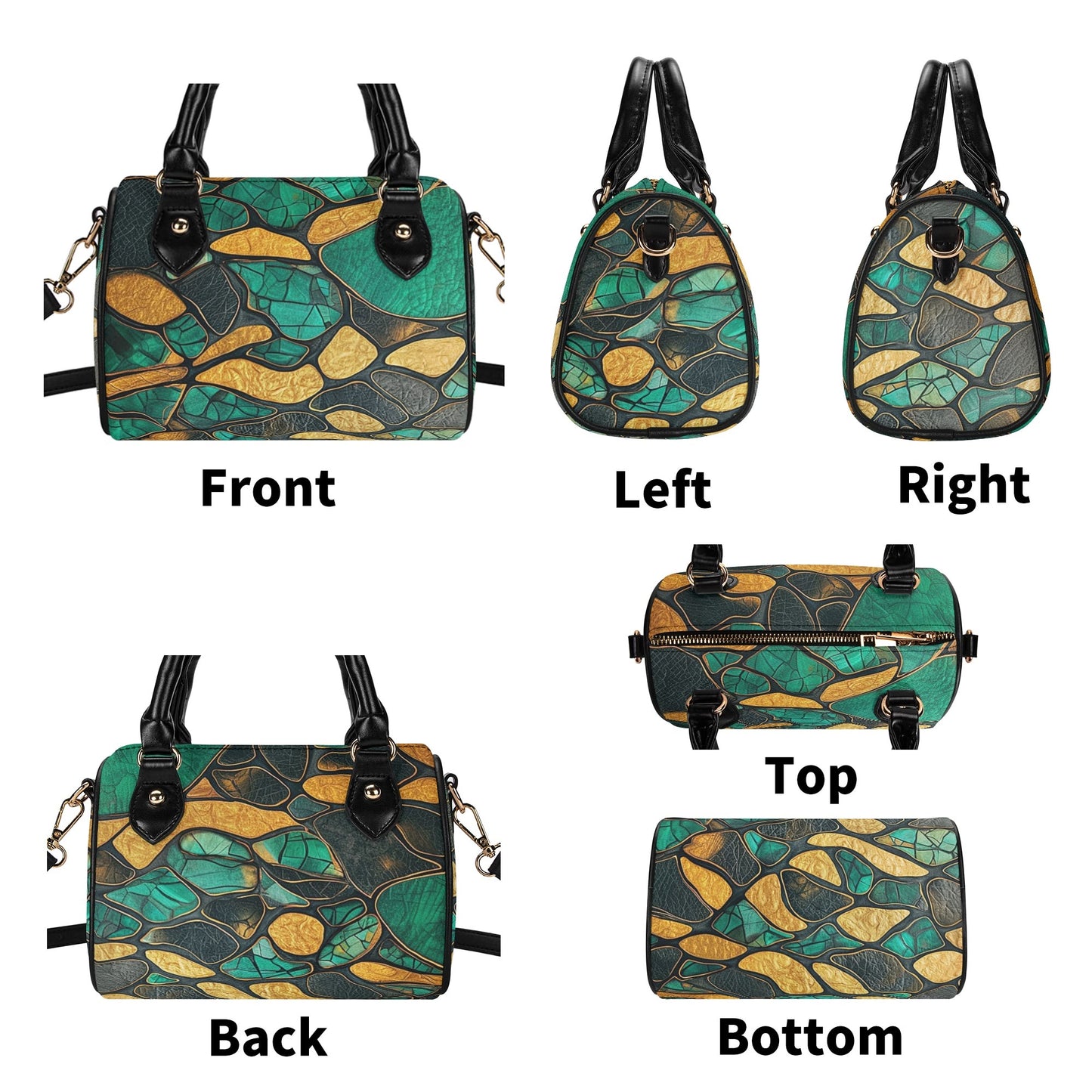 Green / Mini Boston Bag (Beige /Black)