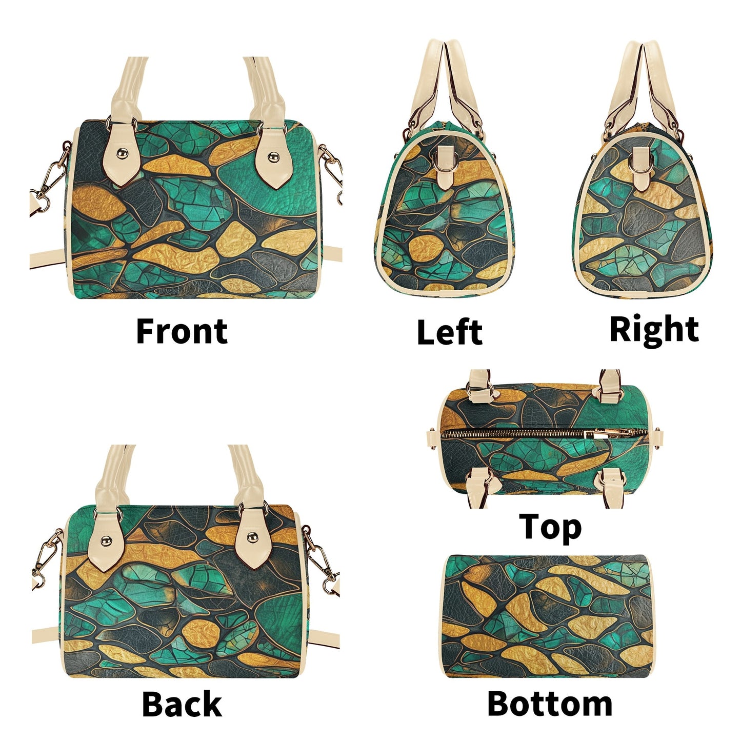 Green / Mini Boston Bag (Beige /Black)