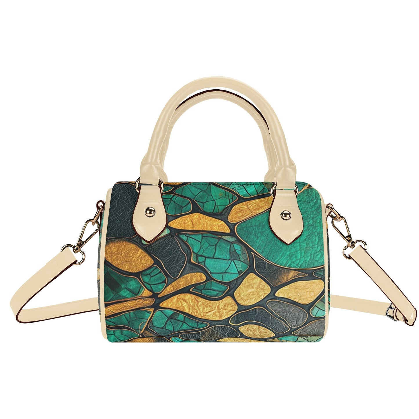 Green / Mini Boston Bag (Beige /Black)
