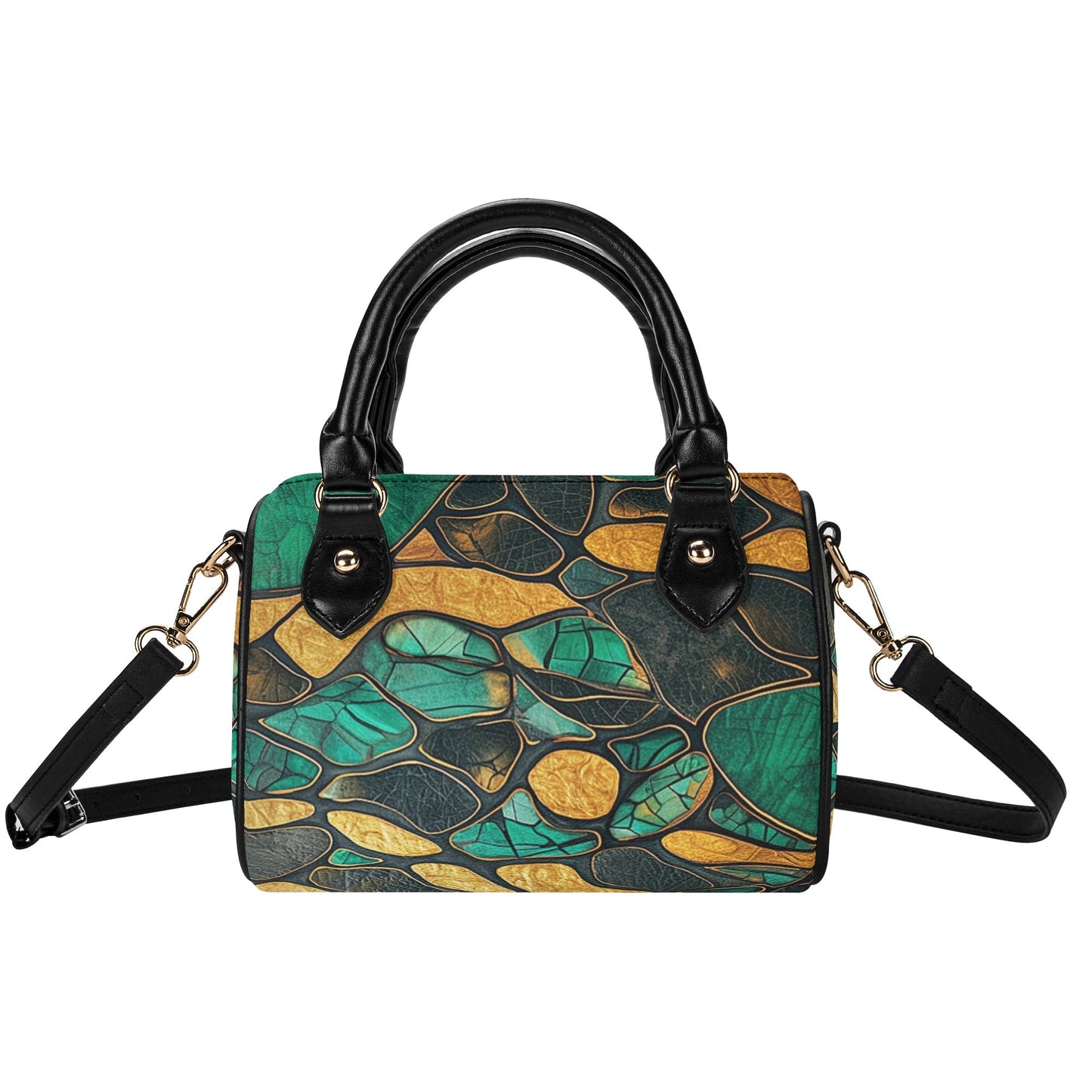 Green / Mini Boston Bag (Beige /Black)