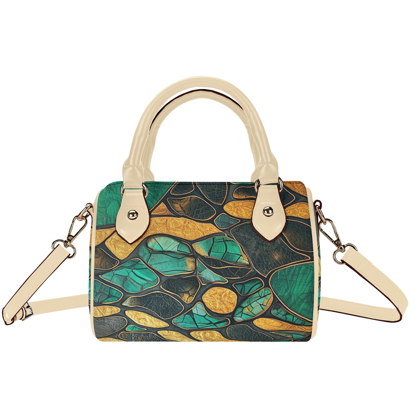 Green / Mini Boston Bag (Beige /Black)