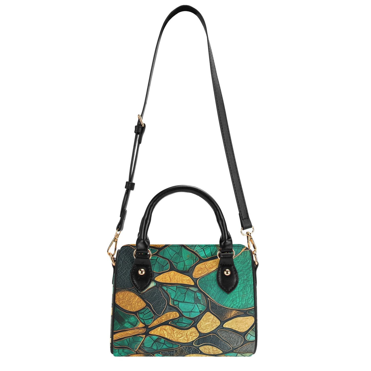 Green / Mini Boston Bag (Beige /Black)