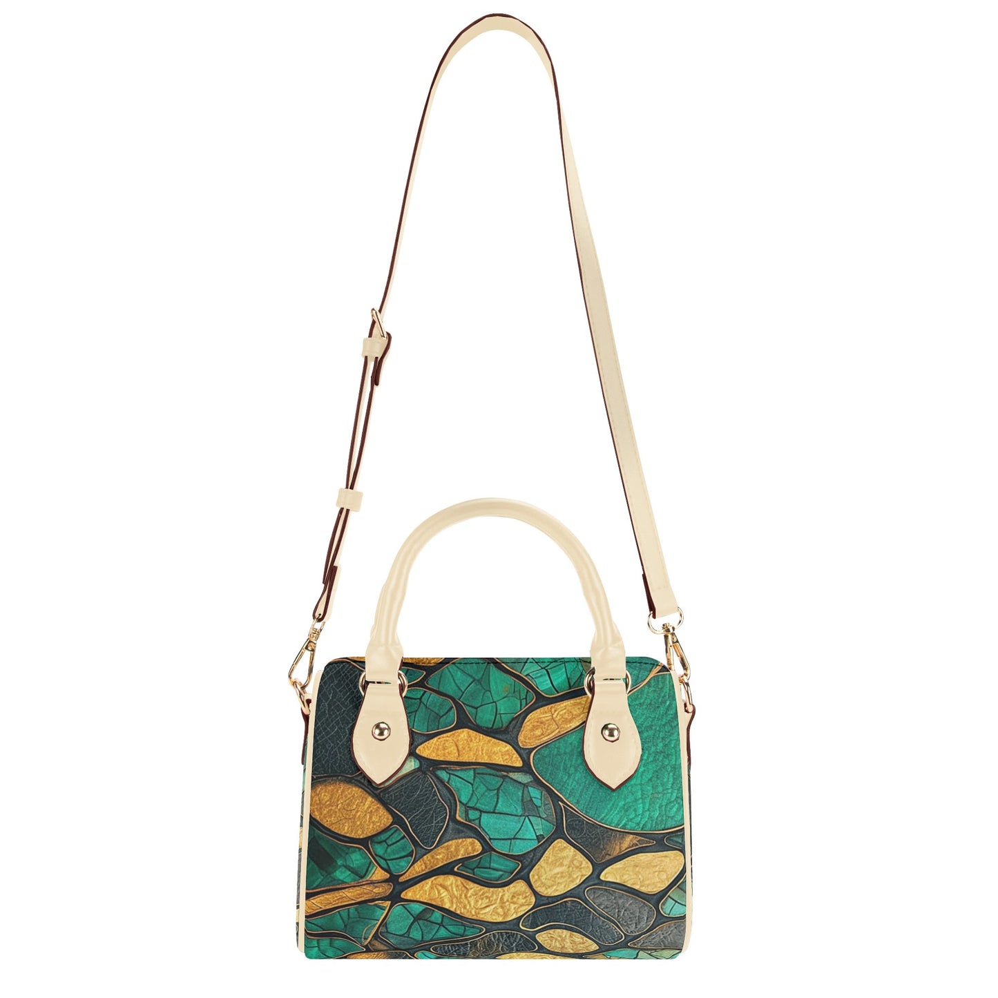 Green / Mini Boston Bag (Beige /Black)